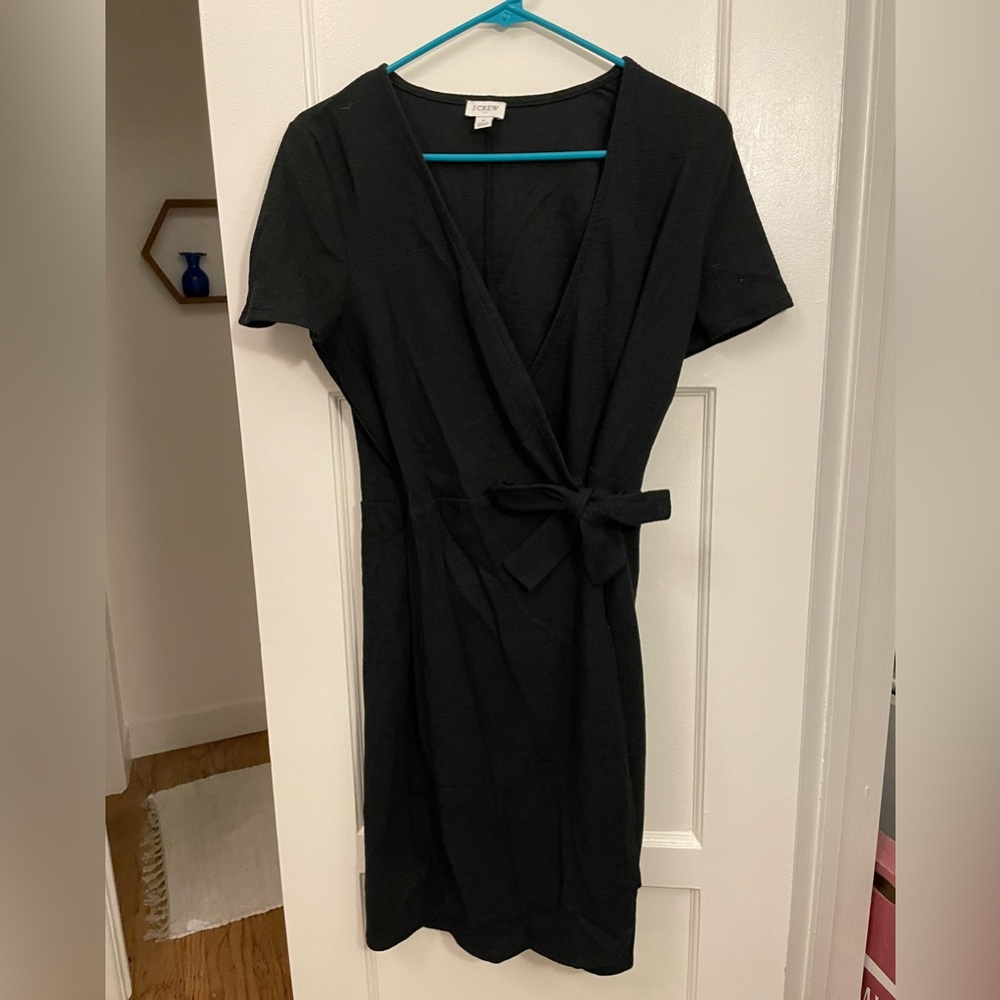 J. Crew - Black Cotton Crepe Wrap Dress - Size S